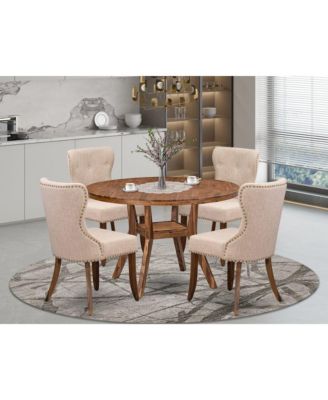 Round Kitchen Table And Four Parsons Dining Chairs Dining Set