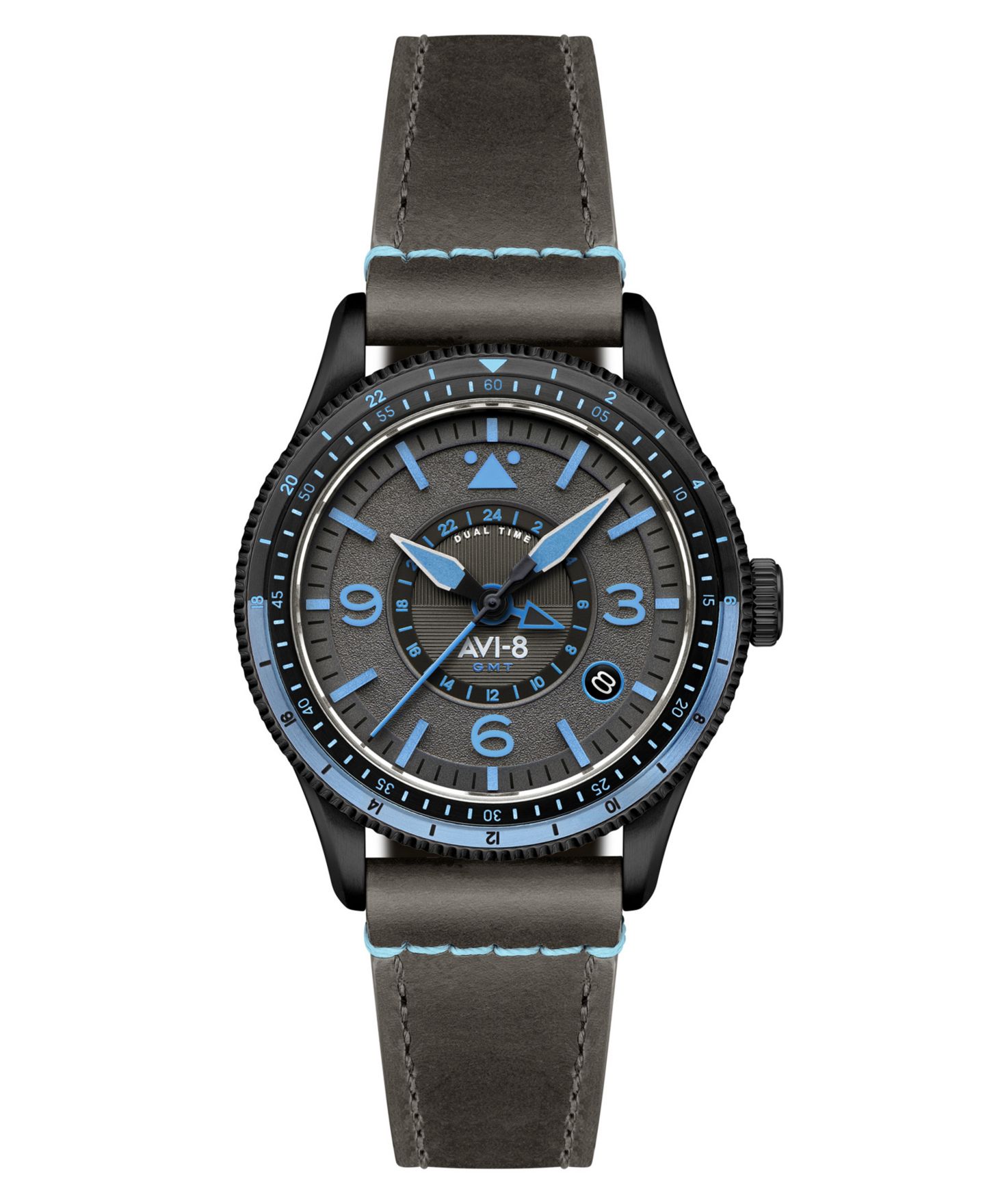 Мужские часы AVI-8 Flyboy Gray Leather Strap Watch, 40mm — фото 1