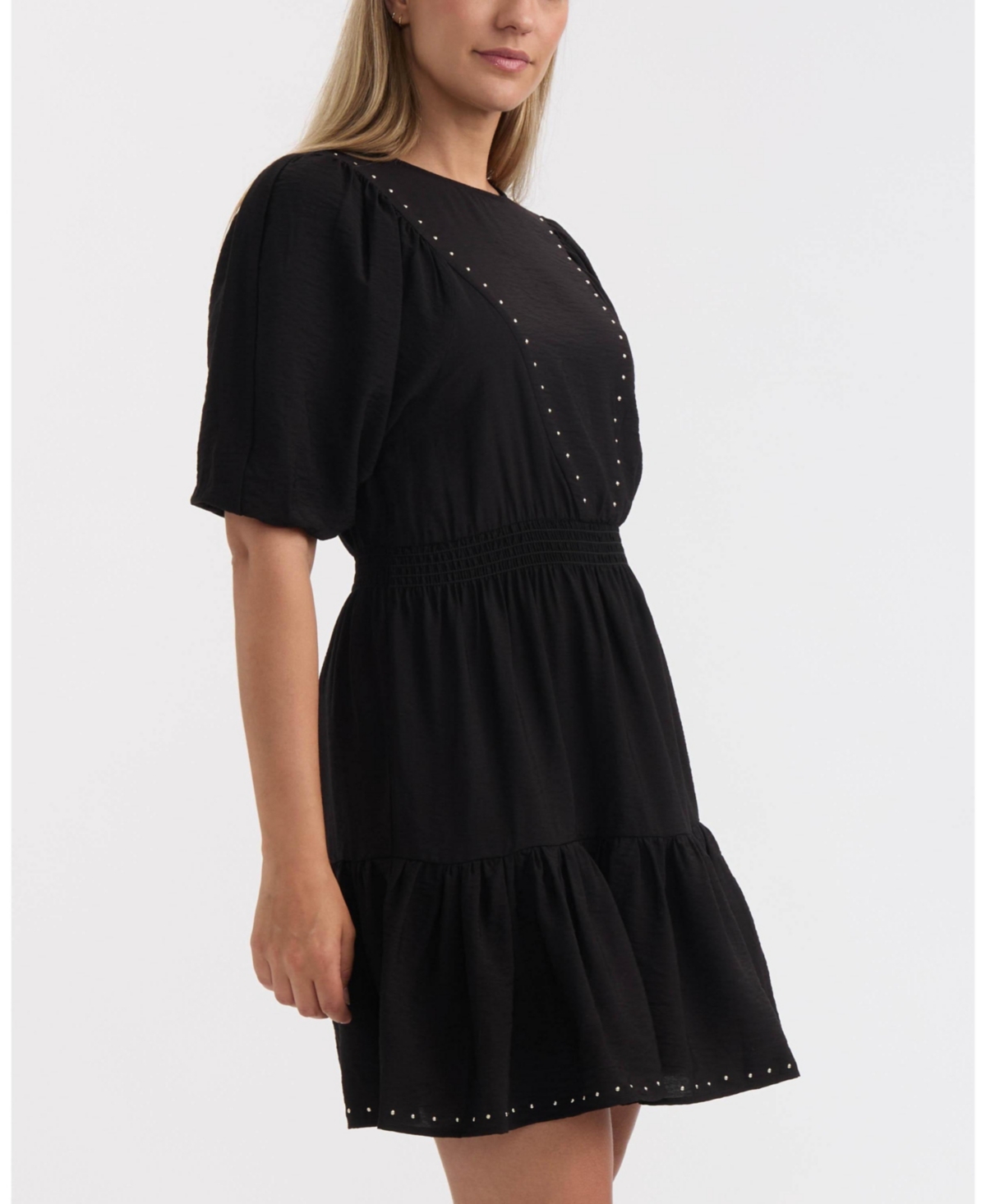 Ellen Tracy Women's Studded Crinkle Dress In Black