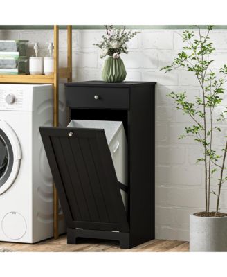 Tilt Out Laundry Hamper, Laundry Hamper Cabinet with Drawer