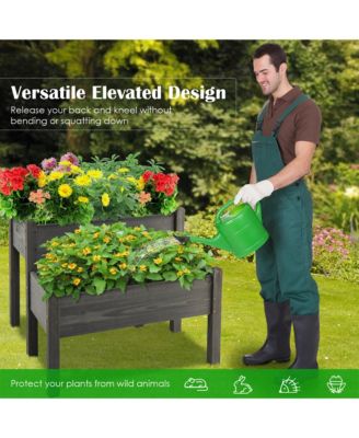 2 Tier Wooden Raised Garden Bed Elevated Planter Box w/ Legs Drain Holes  34'' x 33.5'' x 28.5''