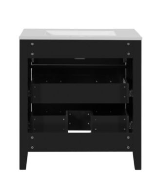 30" Freestanding Vanity With Ceramic Sink Combo and 3 Drawers, Solid Wood Frame