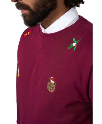 Christmas Sweater for Men - X- Mas Icons - Black - With Stylish Christmas Icons - Long Sleeve - Crew Neck