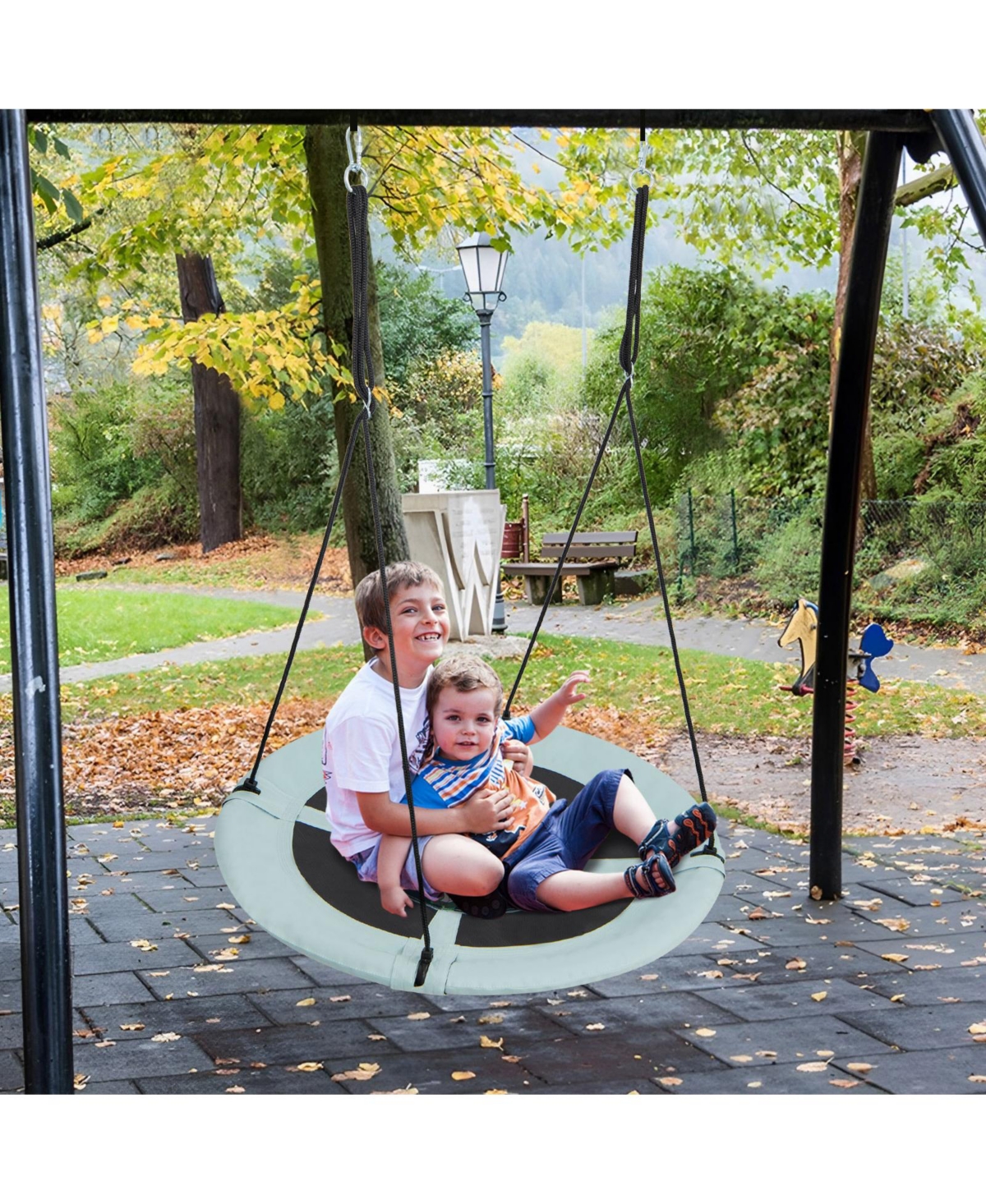 Akiudex 40inch Saucer Tree Swing with Adjustable Ropes for Kids Ages 3-15