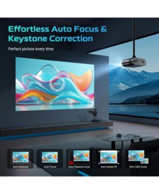 4K Smart Projector with WiFi and Bluetooth, Portable Projector with Netflix / Prime Video / YouTube Built-in, Dolby Sound for Indoor/Outdoor