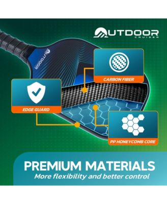 Outdoor Cruiser pickleball set with 2 USAPA approved fiberglass paddles, 4 balls, grip tapes & carry bag—lightweight & durable design