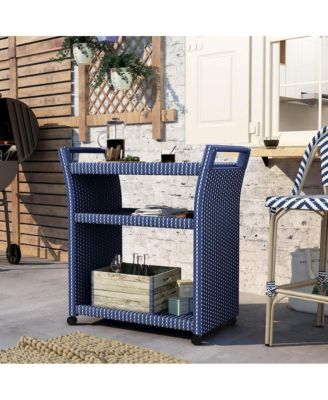 Azur Outdoor Aluminum and PE Wicker Bar Cart