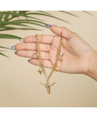 Western Charm Necklace in Gold-Tone with Turquoise Accent