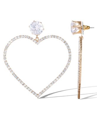 Glass Stone Heart Earrings