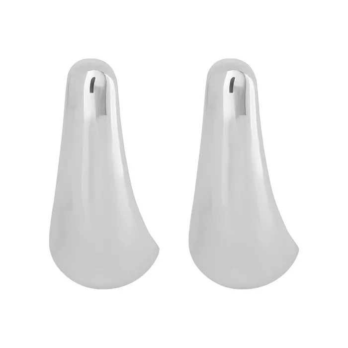 Sculptural Silver-Tone Drop Earrings for Modern Elegance in Silver