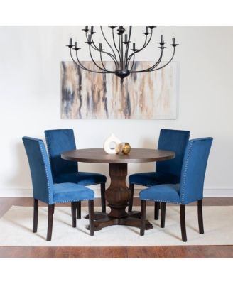 Fordsville 5-Pc Dining Set, Pedestal Round Table with 4 Stylish Chairs, Blue