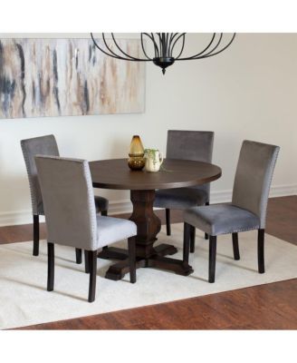 Fordsville 5-Pc Dining Set, Pedestal Round Table with 4 Stylish Chairs, Gray