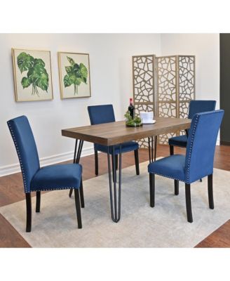 Ashzo 5-Pc Dining Set, Hairpin Dining Table with 4 Chairs, Blue