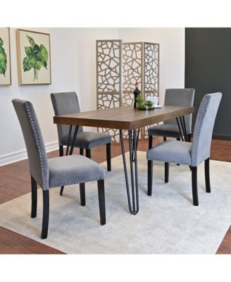 5-Pc. Engineered Wood & Metal Hairpin Dining Table With  4 Upholstered Chairs Dining Room Set