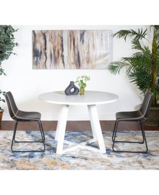 Varna 3-Pc Round Dining Set, Trestle Dining Table with 2 Chairs, Antique Gray