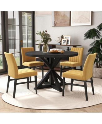 Walton 5-Piece Round Dining Set, Cross-Buck Table