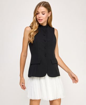 Juniors' Sleeveless Chiffon Vest Dress