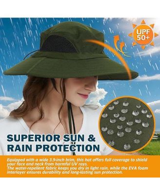 Wide Brim Sun Hat, UPF 50+ UV Protection Waterproof Packable Bucket Hat for Men & Women, Fishing Hiking Beach Garden