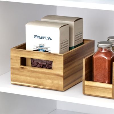 Acacia Wood Pantry Bin with Handles - Set of 4 - Natural