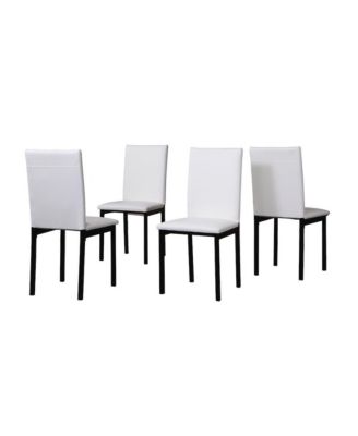 Citico 5-Pc Dinette Set with Faux Marble Top, White Table with White Chairs