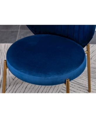 Amoa Contemporary 3-Pc Dining Set, White Round Dining Table and 2 Chairs, Blue