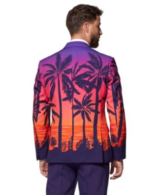 Men's Suit - Summer Sunset Party Outfit - Slim Fit - Purple - Orange and Black - Includes Blazer, Pants and Tie