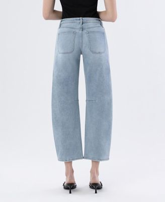 Women's High Rise Patch Pocket Barrel Jeans