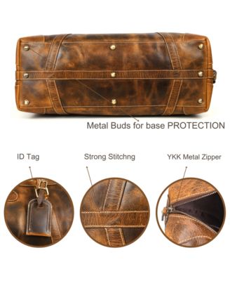 Genuine Full-Grain Leather Duffel Bag for Men and Women, Handmade Travel Weekender with Adjustable Shoulder Strap, Luggage Tag & Inner Organizer Pockets – Cabin Friendly Overnight Bag