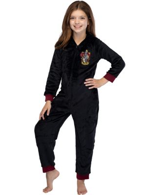 Hogwarts Houses Crest Girls' Hooded Pajama Kids Union Suit Loungewear