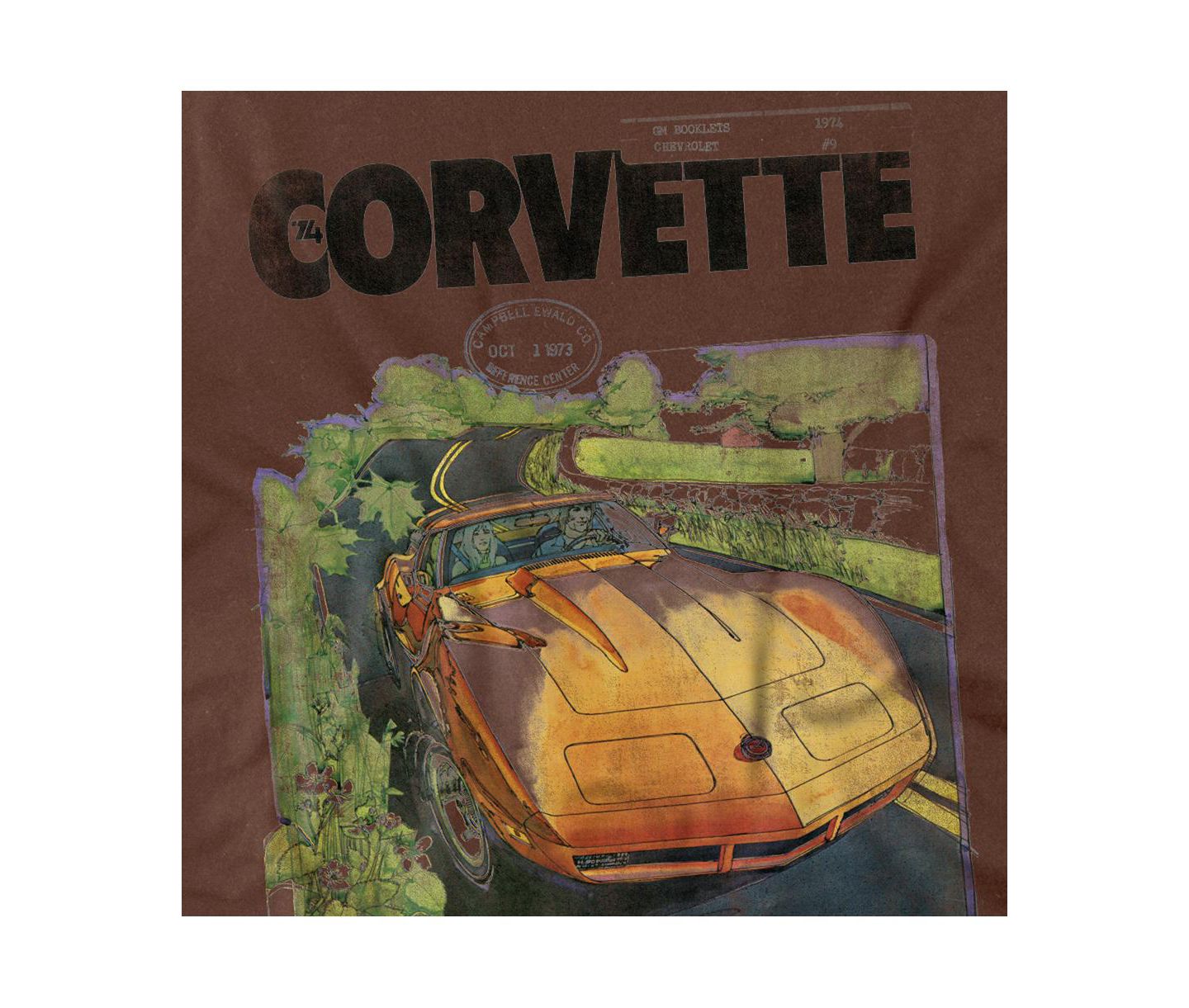 Мужская футболка Corvette Big & Tall Chevy Poster Vintage, цвет: Кофейный — фото 3