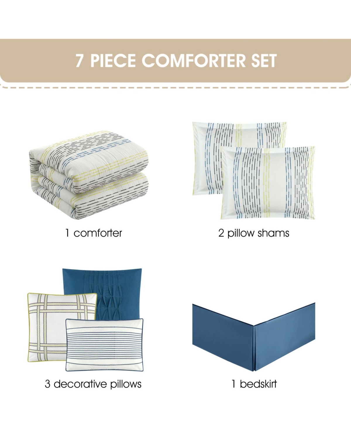 Stratford Park Merida Stripes 7-pc. Comforter Set, King In Multi