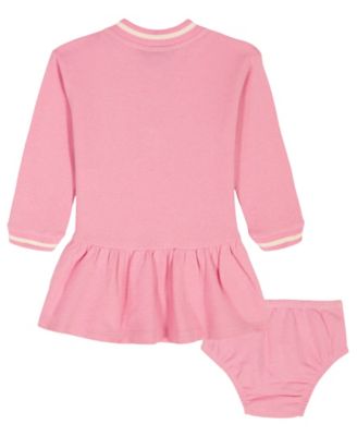 Baby Girls 2-Piece Striped Baseball Collar Dress and Bloomers Set
