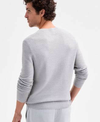 Men's Long Sleeve Textured Merino Crewneck Sweater
