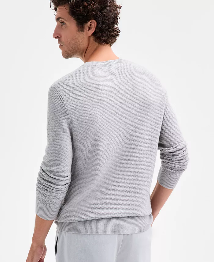 Men's Long Sleeve Textured Merino Crewneck Sweater - thumbnail 7