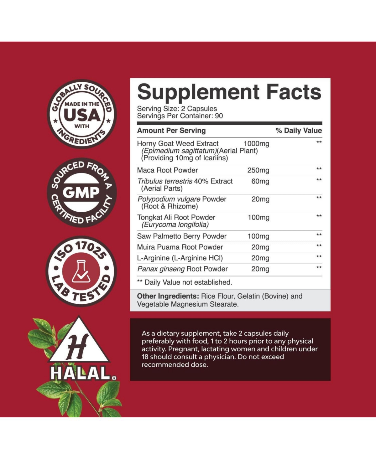 Nature's Craft Goat Weed Capsules, Tongkat Ali Saw Palmetto Extract Panax Ginseng and Black Maca Root for Stamina & Energy, Nature's Craft, 180ct