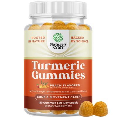 Turmeric Gummies, Extra Strength Joint Support Gummies with Turmeric Curcumin with Black Pepper Extract and Ginger, Nature's Craft, 120ct