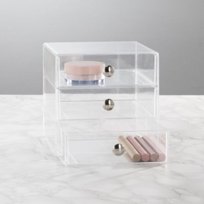 Stackable 3-Drawer Set of 2 Vanity Makeup Organizer