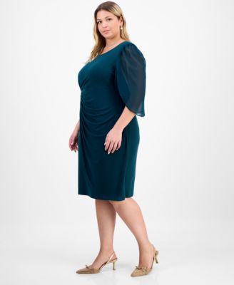 Plus Size Chiffon-Sleeve Sheath Dress