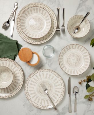 Taupe Mykonos 12 Pc. Dinnerware Set, Service for 4, Exclusively at Macy's
