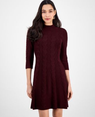 Petite Textured Mock Neck Sweater Dress