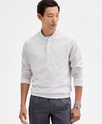 Men's Long Sleeve Quarter-Snap French Terry Sweatshirt, Macy's Exclusive