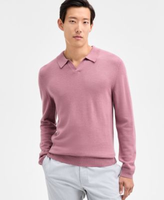 Alfani - Men's Regular-Fit Sweater-Knit Johnny Collar Polo Shirt