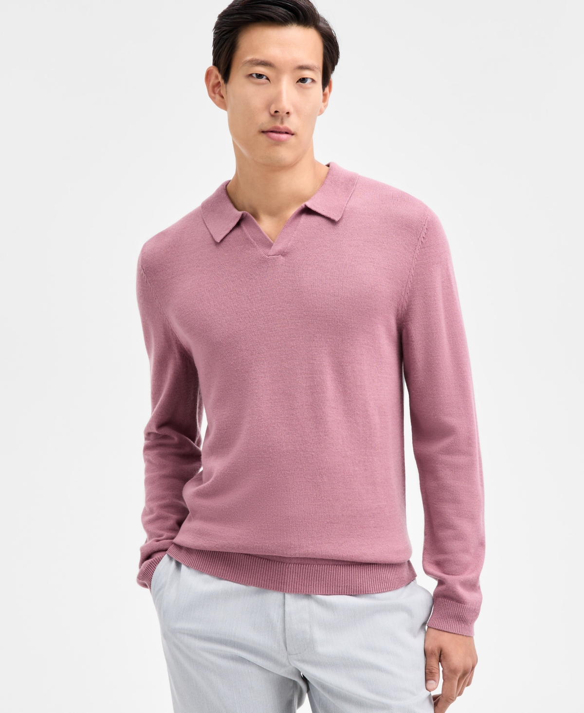 Alfani Men's Long-Sleeve Johnny Collar Merino Sweater, Created for Macy's