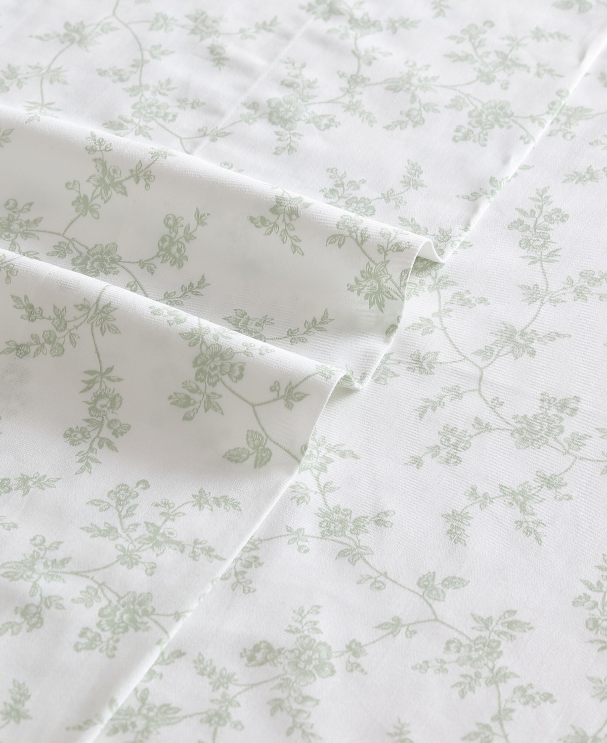 Laura Ashley Fiona Floral 300 Thread Count Cotton Percale Sheet Set In Gray