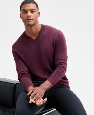 Men's Long-Sleeve V-Neck Merino Sweater, Created for Macy's