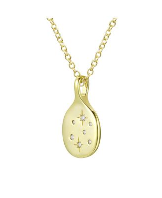 Sterling Silver 14K Gold Plated Cubic Zirconia Pendant