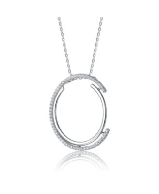 Cubic Zirconia Concentric Eternity Pendant Necklace in Sterling Silver
