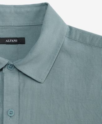 Men's Short-Sleeve Solid Textured Shirt