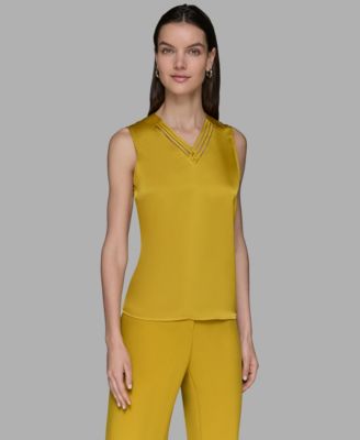 Women's Sleeveless V-Neck Blouse Top