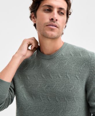 Men's Long Sleeve Merino Basket Weave Crewneck Sweater, Macy's Exclusive